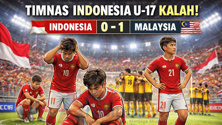 Pemain Indonesia U-17 kecewa setelah kalah 0-1 dari Malaysia di Piala AFF 2026